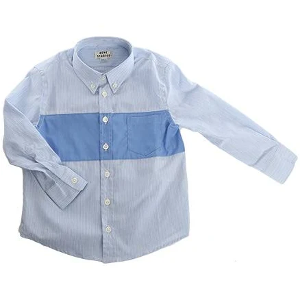 Acne Studios Mini Isherwood Blue Stripe Colorblock Button Up, 4