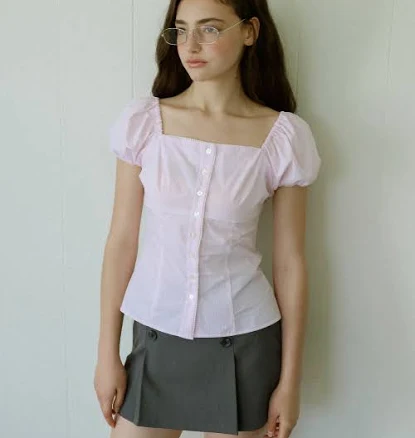 LETTER FROM MOON Rosy Lace Puff Blouse