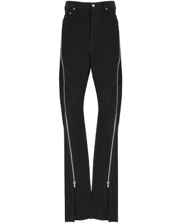 Rick Owens Mid-rise Zip-up Extra-length Men Jeans - Black