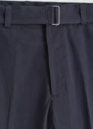Belted Tapered Cotton Trousers