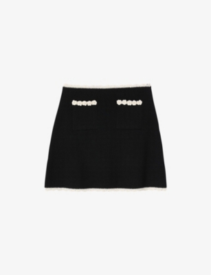 SANDRO - Crochet-Trim Mid-Rise Stretch-Woven Mini Skirt