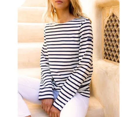Saint James MINQUIERS MODERN - Breton Striped Shirt in Ecru/navy at Nordstrom, Size X-Large Eu