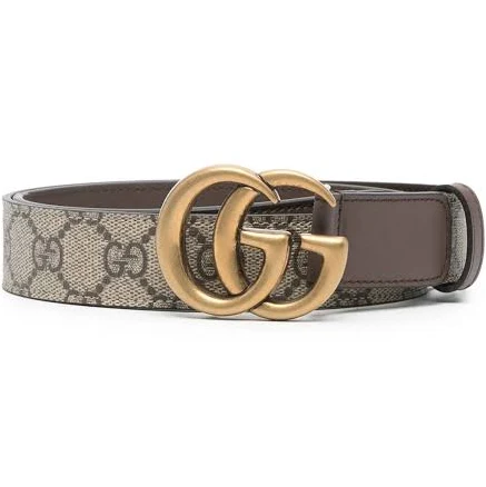 Gucci Women's GG Supreme Canvas Belt with Double G Buckle