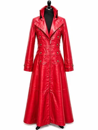 Lambskin Leather Full Length Trench Overcoat