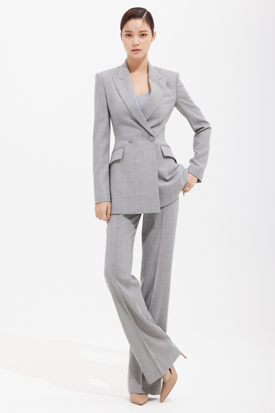 Wool High Waist Stitch Pants