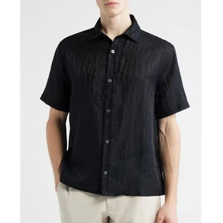 Open Edit Wavy Stripe Button-Up Shirt