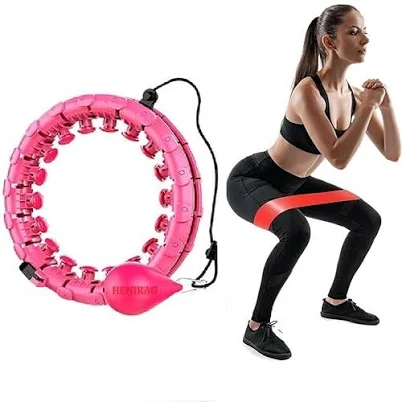 (Hula Hoop + Loop Bands) 24 Knots Weighted Holla Exercise Hoop with Resistance Loop Bands Extra Large, Workout, Exercise, Gym, Exercise, Fitness Weigh