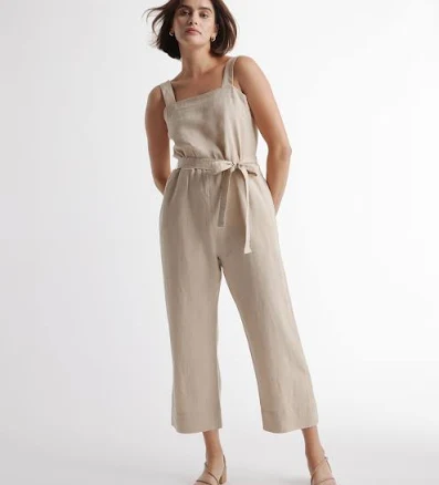 Quince Women's European Linen Square Neck Jumpsuit