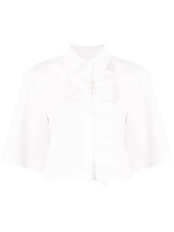 Ruffle Detail Cropped Shirt