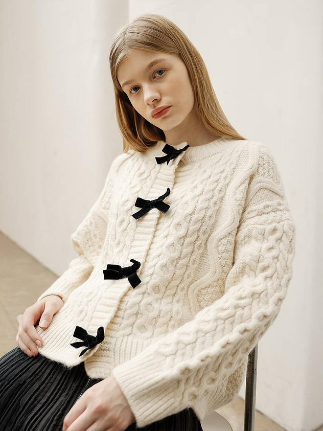 A Ribbon Cable Knit Cardigan