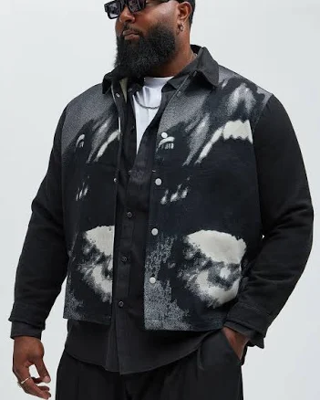 Fashion Nova Men's Rogue Tapestry Cropped Button Up Shirt