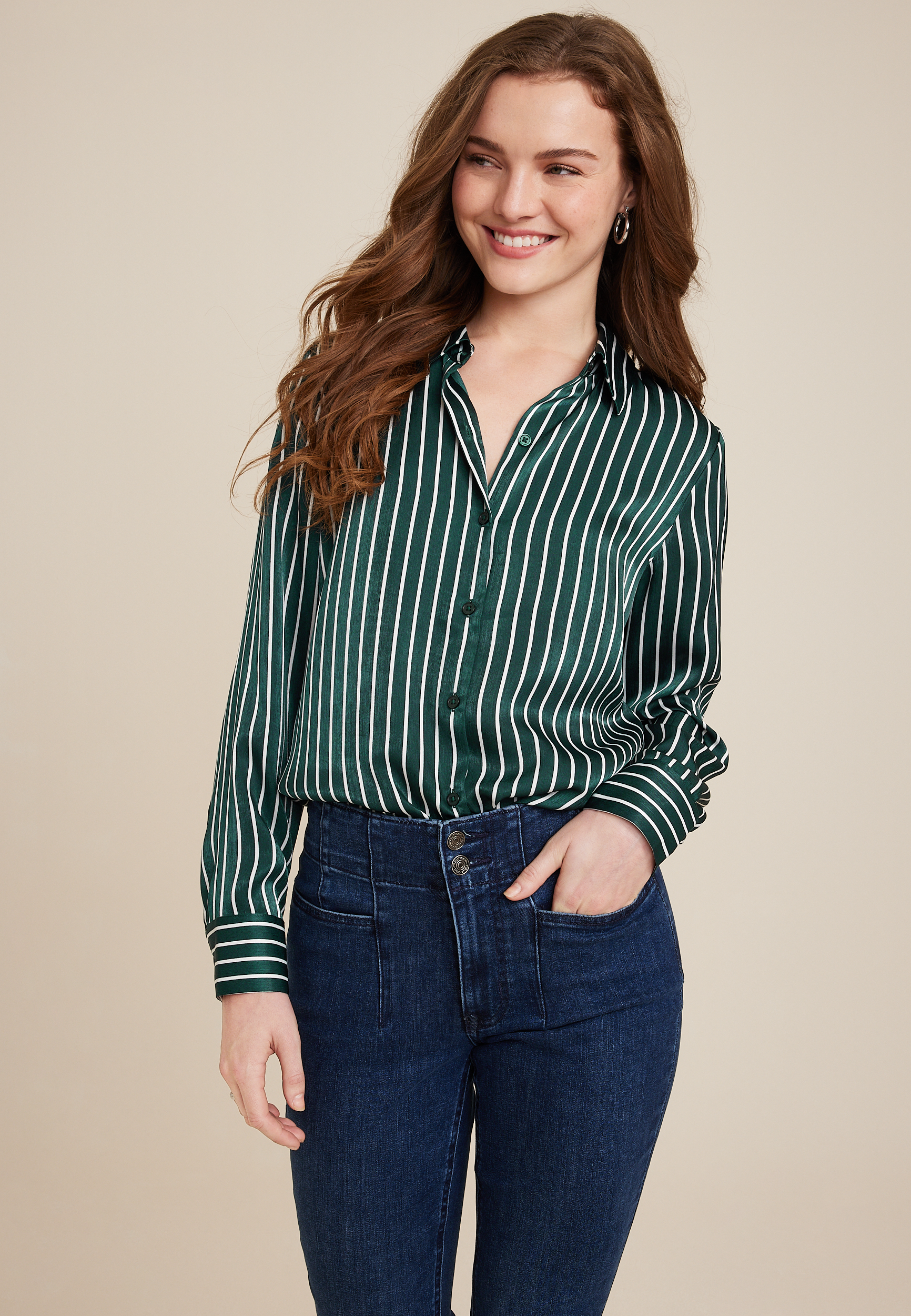 Striped Satin Blouse