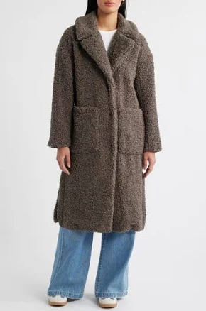 Bcbgmaxazria Women's Notched-Collar Teddy Coat