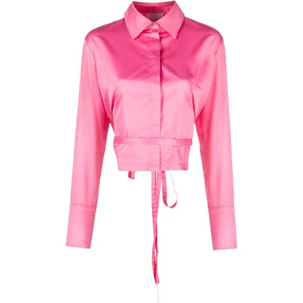 Patou - cut-out cropped shirt - women - Recycled Polyamide - 44 - Pink