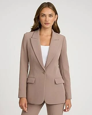 Express Women's Studio Stretch Twill Cropped Business Blazer