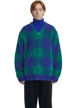 Check Zip-Up Cardigan