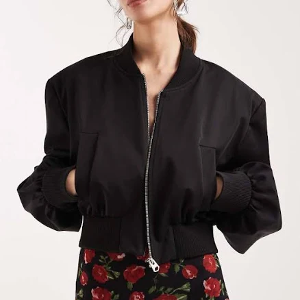 ASOS Cropped Shoulder Pad Bomber Jacket