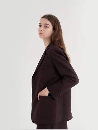 Burnt Sienna Linen Blazer