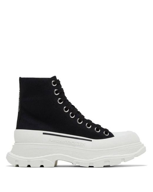 Black Tread Slick Lace-Up Sneakers