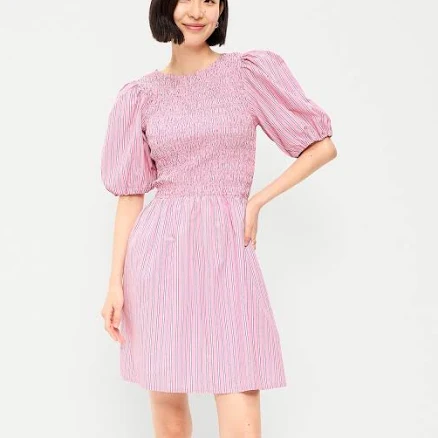 Old Navy Women's Smocked Puff-Sleeve Flare Mini Dress