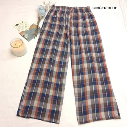 Baggy Fit Cotton Plaid Pajama Pants