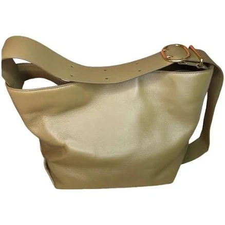 Jil Sander Khaki Leather Folded Tote Bag