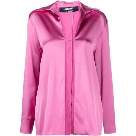 Jacquemus - La Chemise Notte satin shirt - women - Spandex/Elastane/Viscose - 42 - Pink