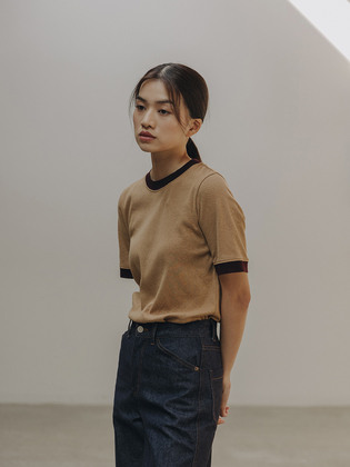 Camel Color Mix Jersey Top