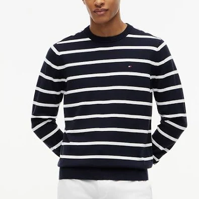 Tommy Hilfiger Men's Striped Classic Crewneck Sweater - Navy - L