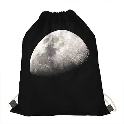 Half Moon Print Drawstring Bag