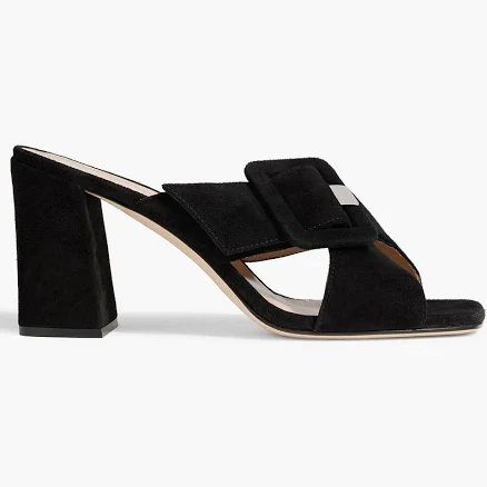 Sergio Rossi sr Mia 80 buckled suede mules - Women - Black Heels - EU 35