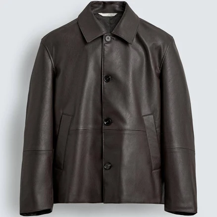 Zara Men's Faux Leather Overshirt