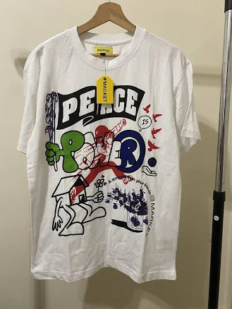 Dswt Chinatown Market Peace Power White Tee