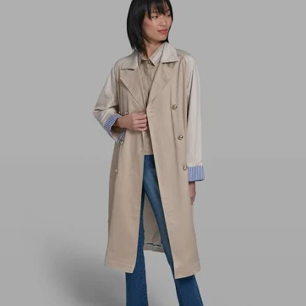 KARL LAGERFELD PARIS Women's Cotton Blend Trench Coat