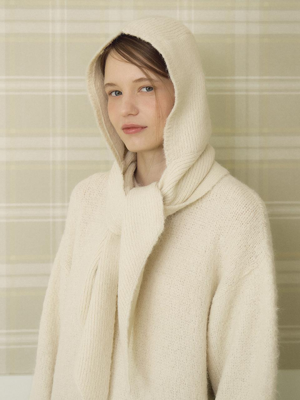 Wool Cashmere Hood Knit