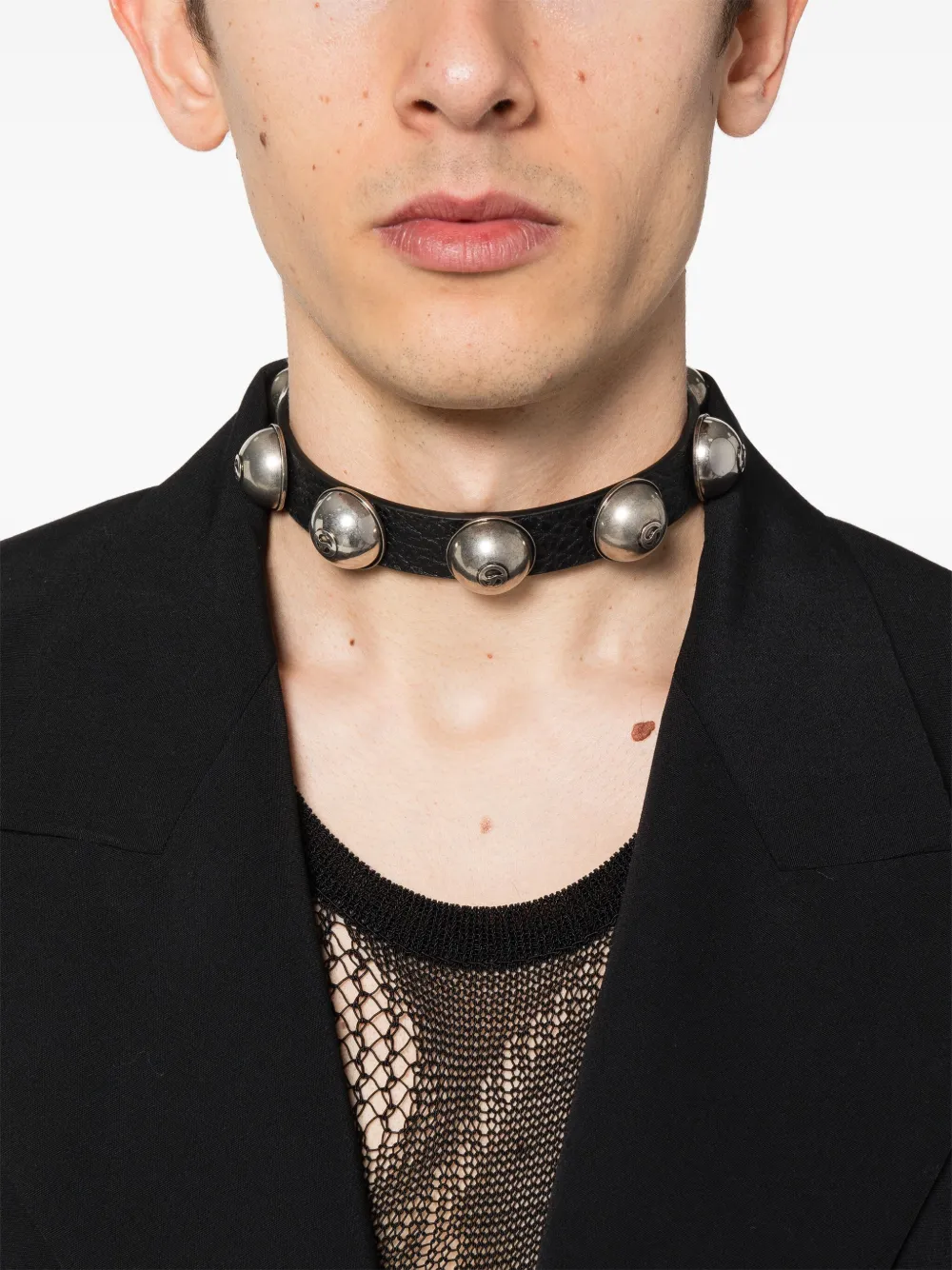 Stud-embellished Leather Choker