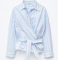 Tie-Waist Cotton Shirt - Blue/White Stripes - & Other Stories US