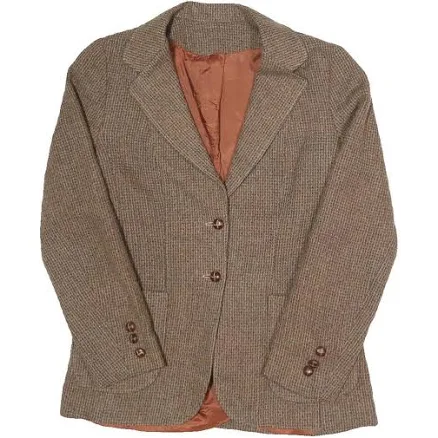 LARRY LEVINE Women's Wool Check Single Breasted Blazer Jacket