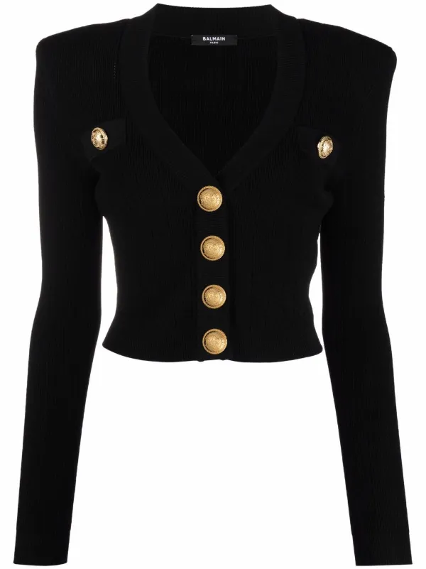 Logo-button Cropped Knitted Cardigan