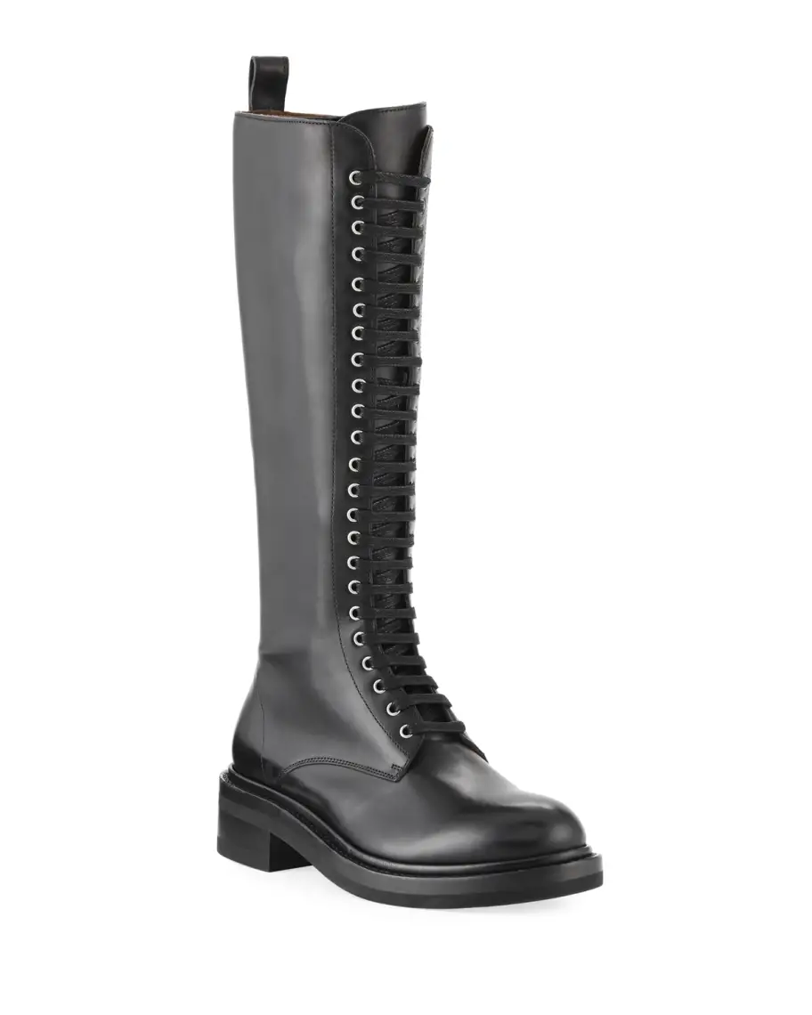 Alice Tall Leather Combat Boots