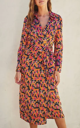 Geometric Wrap Shirt Dress