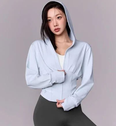 Deep V-Neck Hood Zip-up