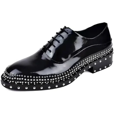 Men's Studded Rock-Style Patent Leather Oxford Shoes