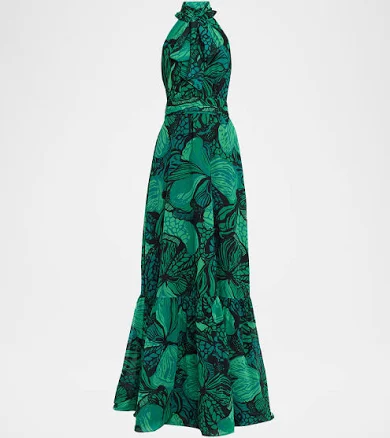 Rickie Freeman for Teri Jon Women's Floral Chiffon Halter Gown