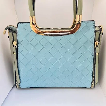 Elegant Statement Woven Handbag with Gold Handle