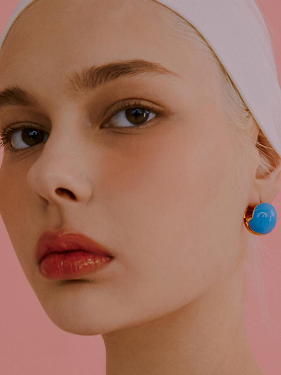 Enamel Ball Earring Turq
