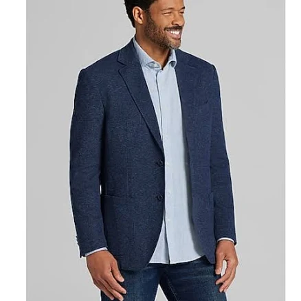 Joseph Abboud Men’s Pique Knit Blazer in Navy Blue – Modern Fit Cotton Blend Knit Sport Coat for Casual and Business Wear