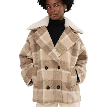 Levi's Women's Plaid Double Breasted Peacoat