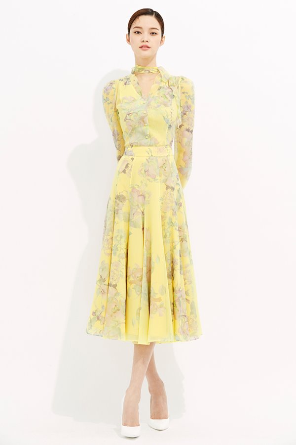 Silk Chiffon Flare Skirt
