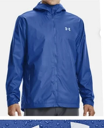 Men Ua Under Armour Forefront Rain Jacket Water/wind Proof Blue